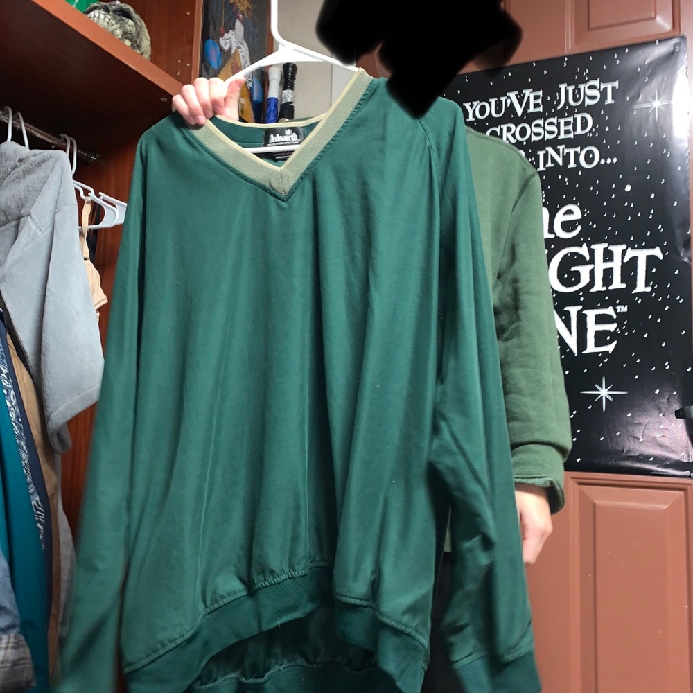 green windbreaker pullover